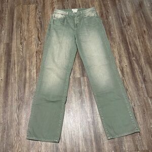 L'agence Jones Jeans Women's 24 Ultra High Rise Straight Leg Denim in Jade Green